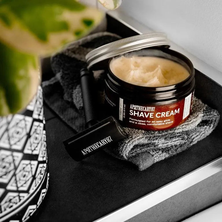 Apothecary 87 hydrating Shave Cream for smooth comfortable shave in bathroom