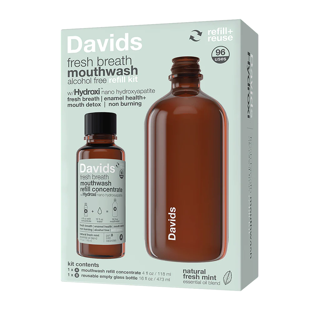 Davids Hydroxi™ Fresh Breath Mouthwash Kit - Natural Fresh Mint Concentrate(4 oz)