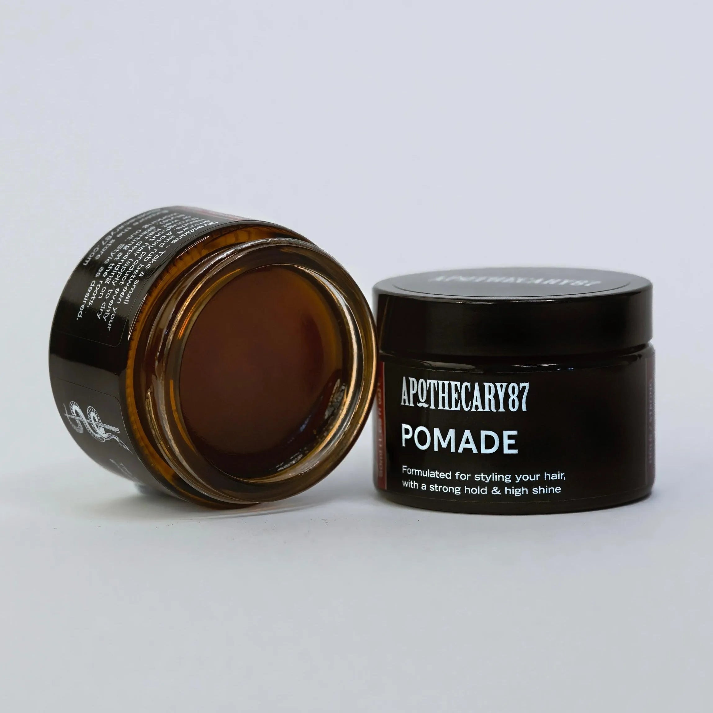 Apothecary 87 Pomade 50ml (1.69 fl oz) jar, water based styling gel. Strong Hold | High Shine Finish | Medium Weight. Part of the Classic Hair Kit gift