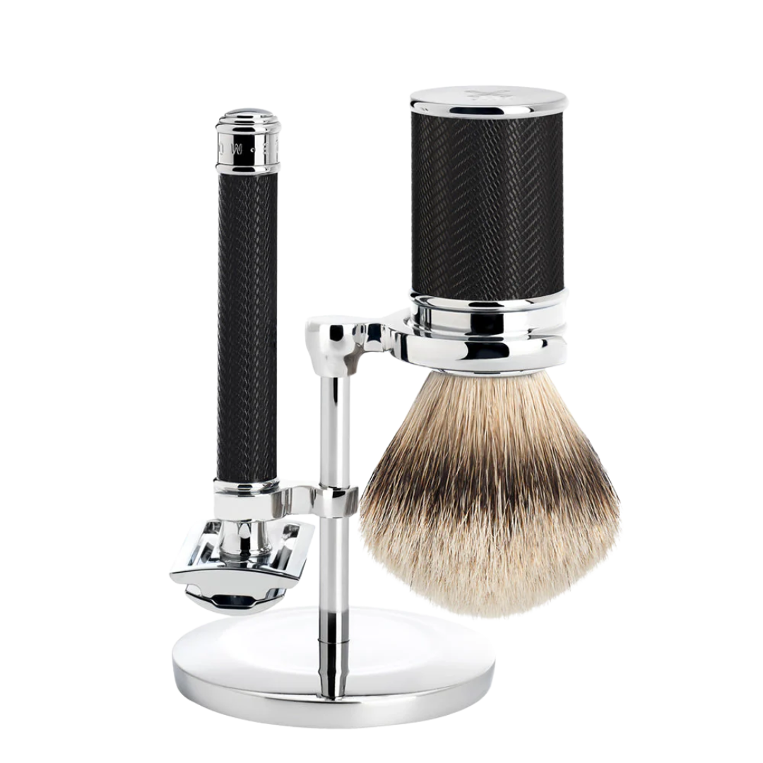 Traditional Fibre Brush and Safety Razor Set